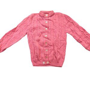 Vintage 1940s-1950s Pink Cable Knit 100% Wool Cardigan Sweater